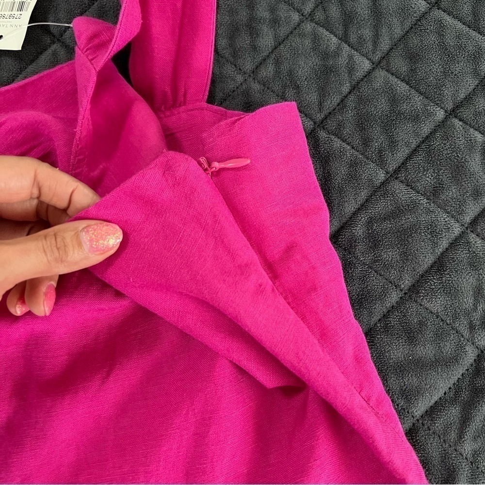Ann Taylor Magenta Button-Front Midi Dress - Picture 6 of 8